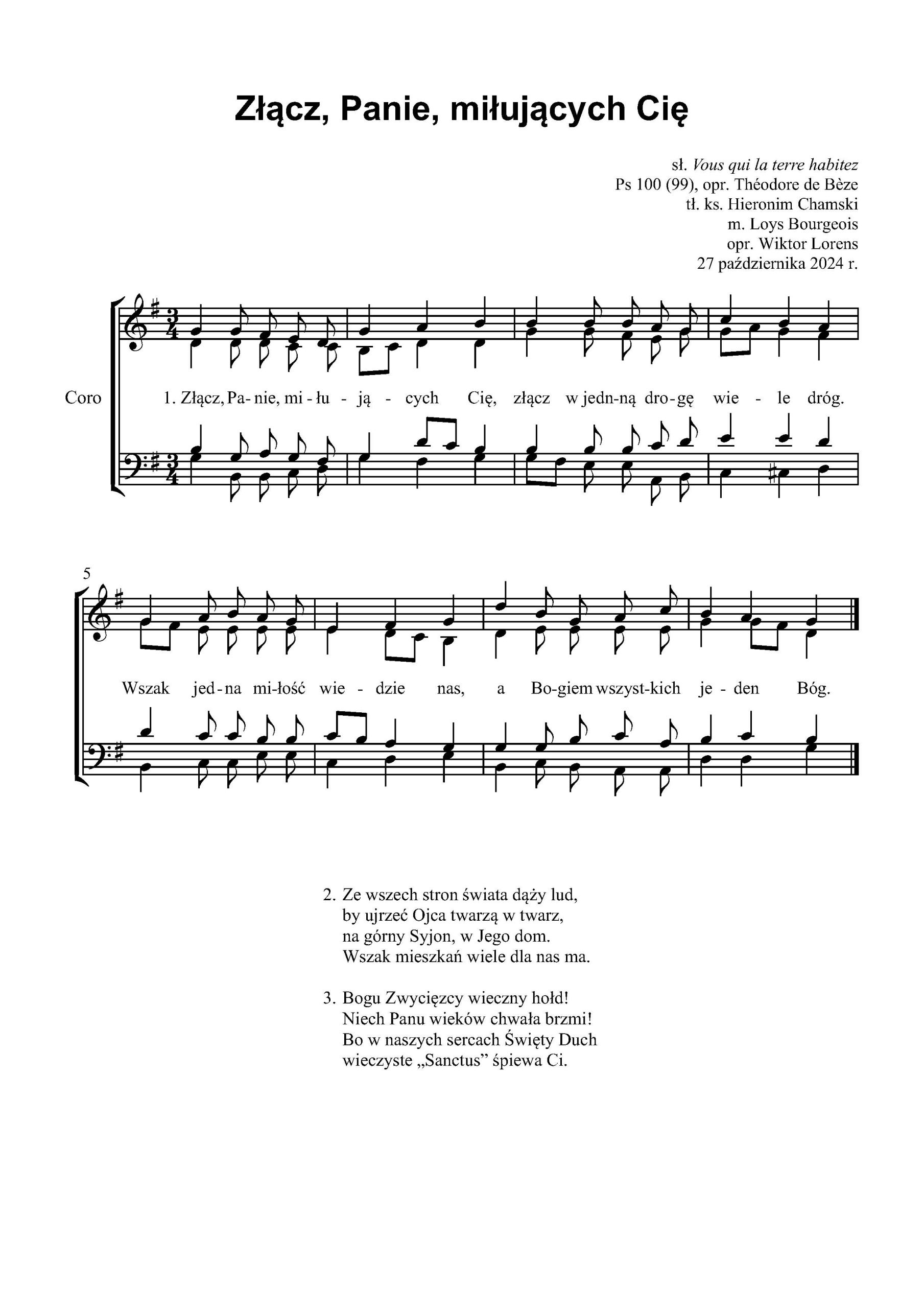 Nuty SATB pieśni „Złącz, Panie, miłujących Cię” – opracowanie Wiktor Lorens