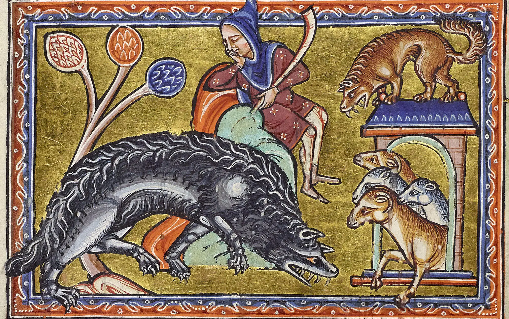 J 10,1–10 komentarz – Dobry Pasterz strzegący owiec przed wilkiem